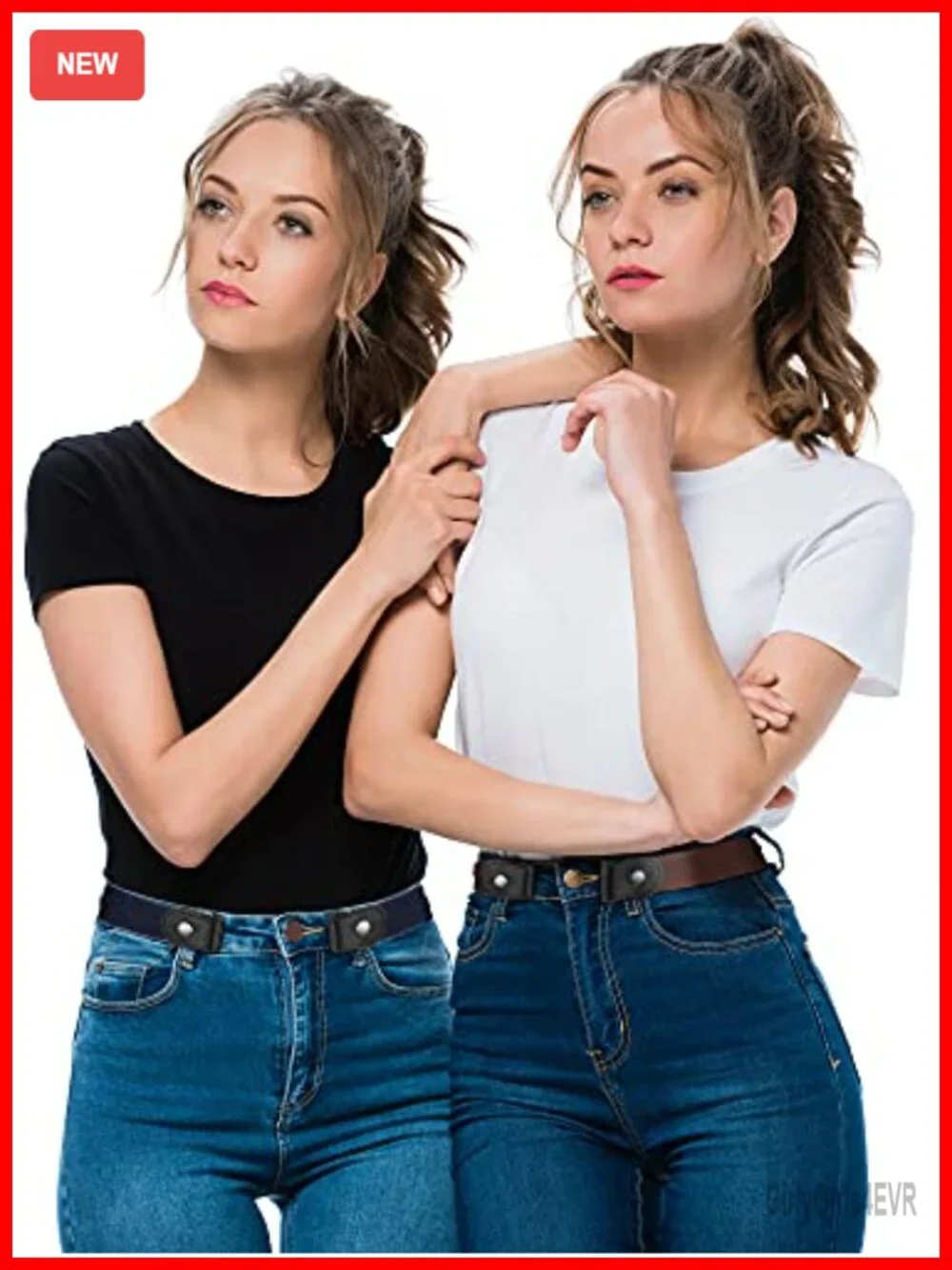 4 Pack No Buckle Stretch Belts for Women Men Adjustable Invisible Elastic Belt